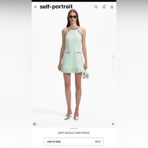 Self Portrait MINT BOUCLE MINI DRESS